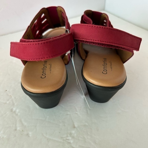 Comfortiva NIB Red Leather Peep Toe sling back - Picture 4 of 10